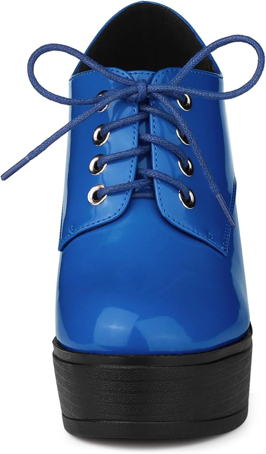 imageAllegra K Womens Platform Lace Up Chunky Heel Ankle BootsRoyal Blue