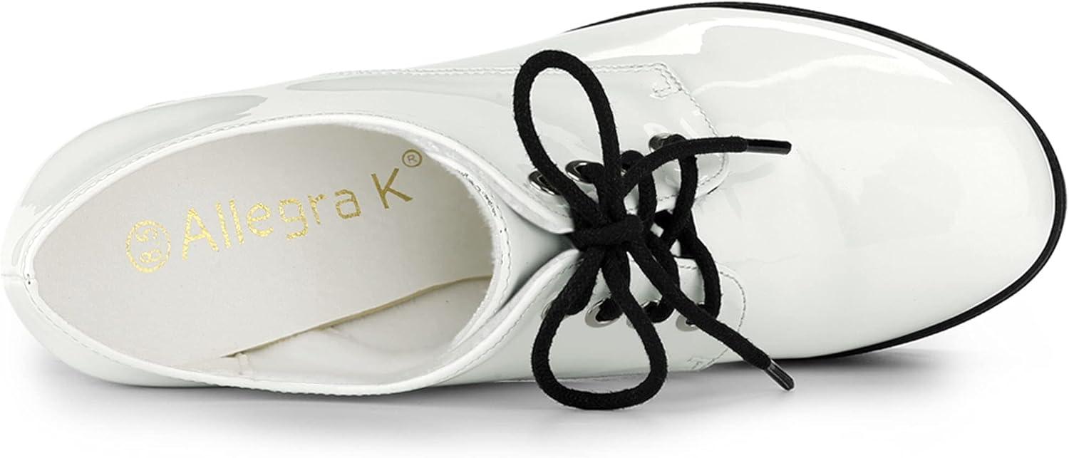 imageAllegra K Womens Platform Lace Up Chunky Heel Ankle BootsWhite