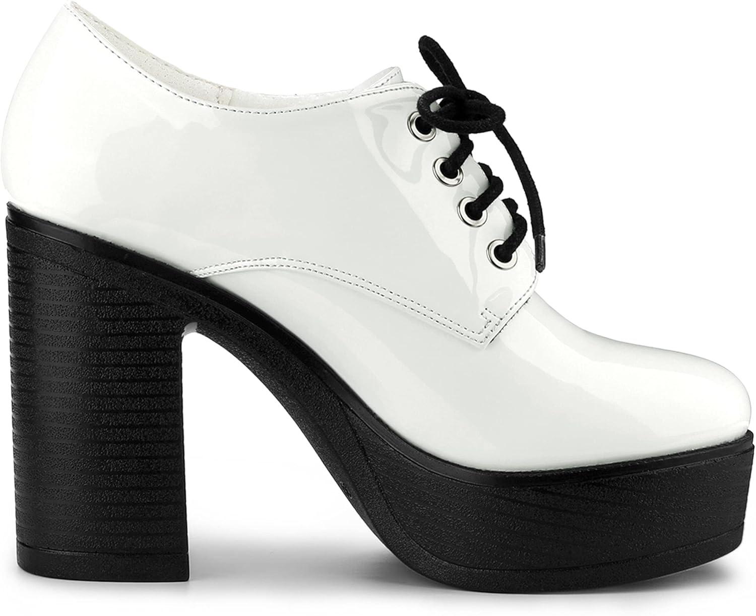 imageAllegra K Womens Platform Lace Up Chunky Heel Ankle BootsWhite