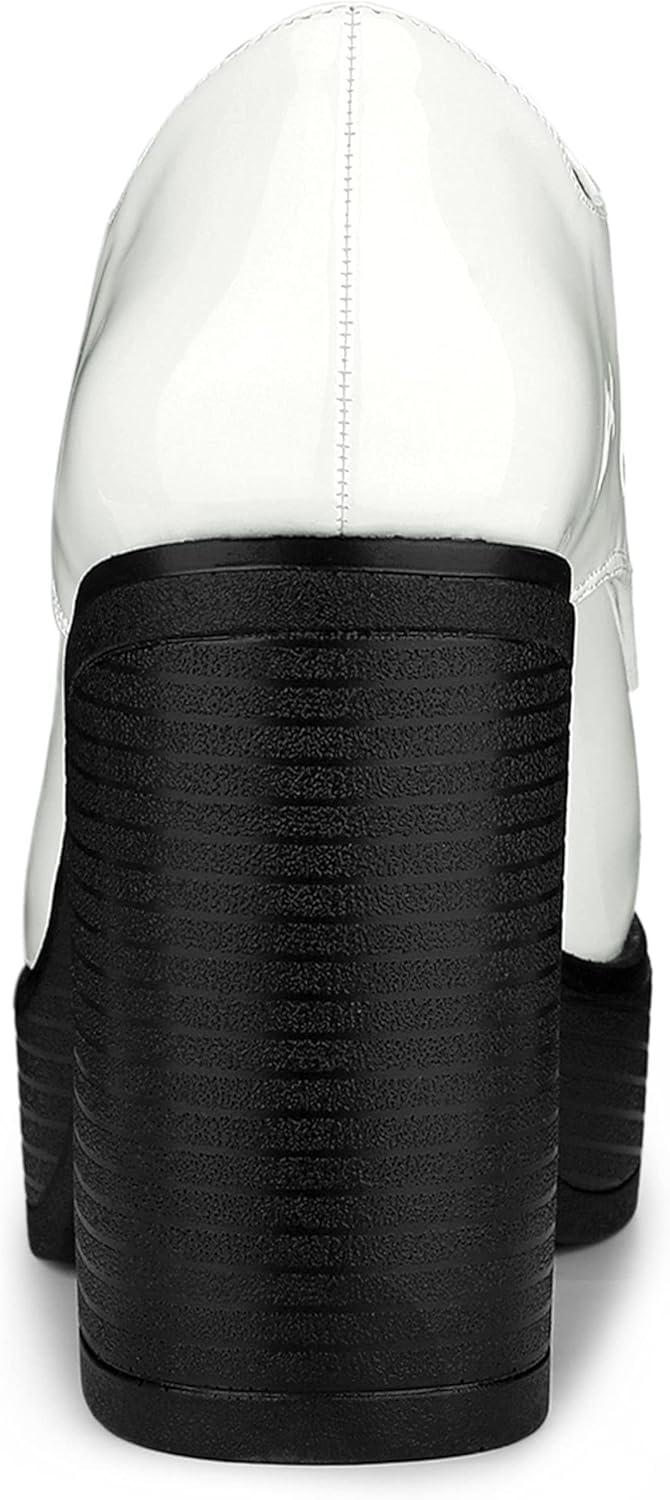 imageAllegra K Womens Platform Lace Up Chunky Heel Ankle BootsWhite