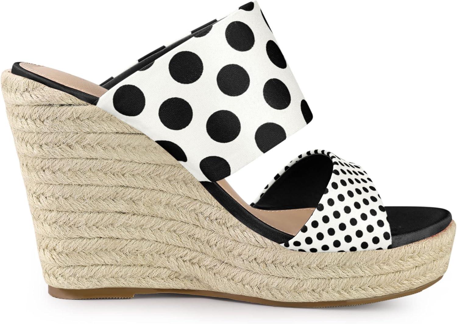 imageAllegra K Womens Platform Polka Dots Heel Espadrille Wedge SandalsBlack