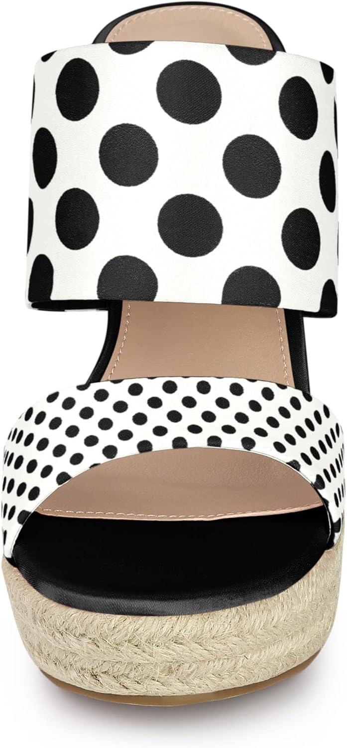 imageAllegra K Womens Platform Polka Dots Heel Espadrille Wedge SandalsBlack