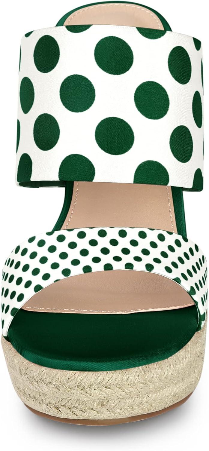 imageAllegra K Womens Platform Polka Dots Heel Espadrille Wedge SandalsDark Green