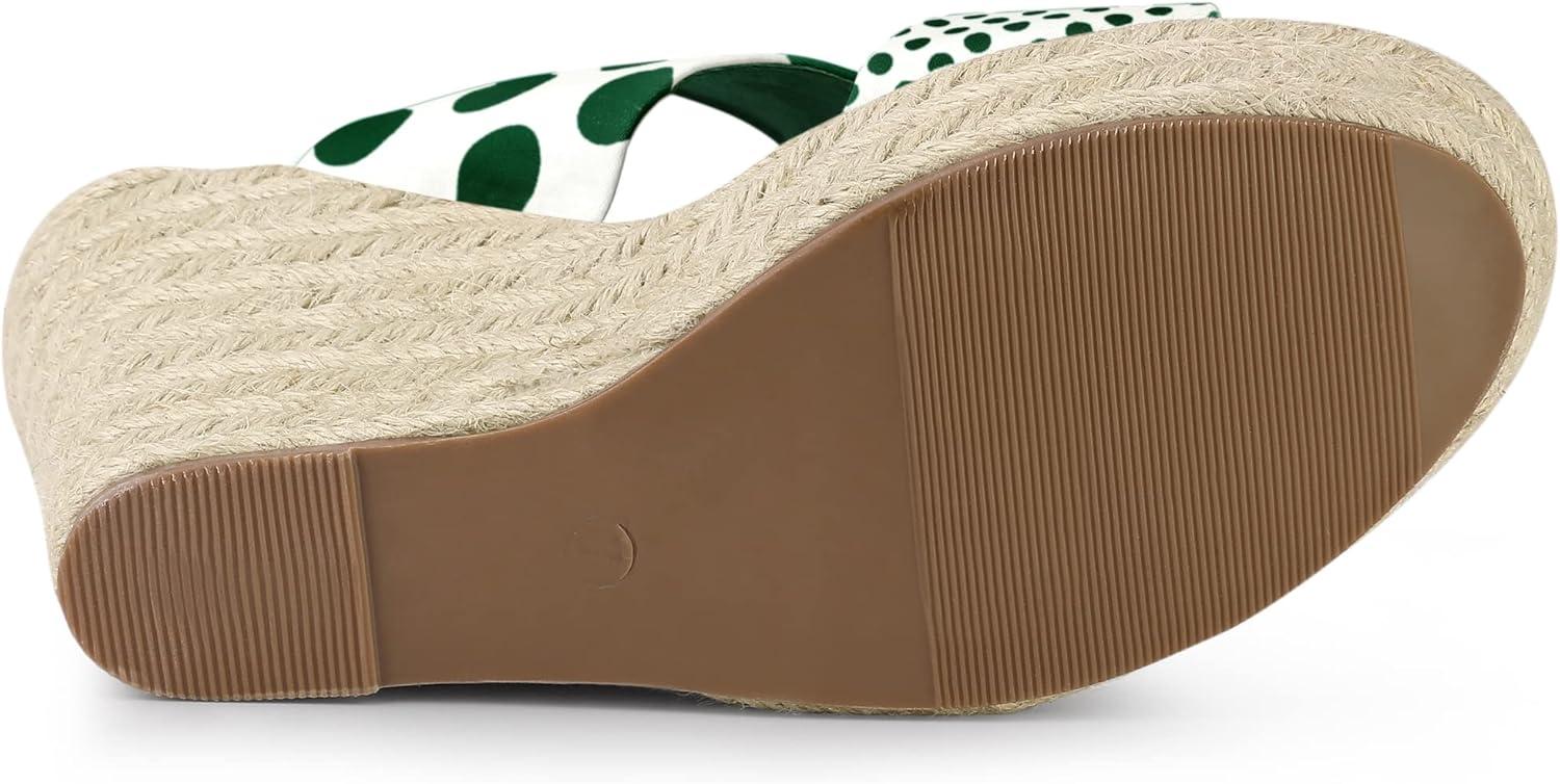imageAllegra K Womens Platform Polka Dots Heel Espadrille Wedge SandalsDark Green