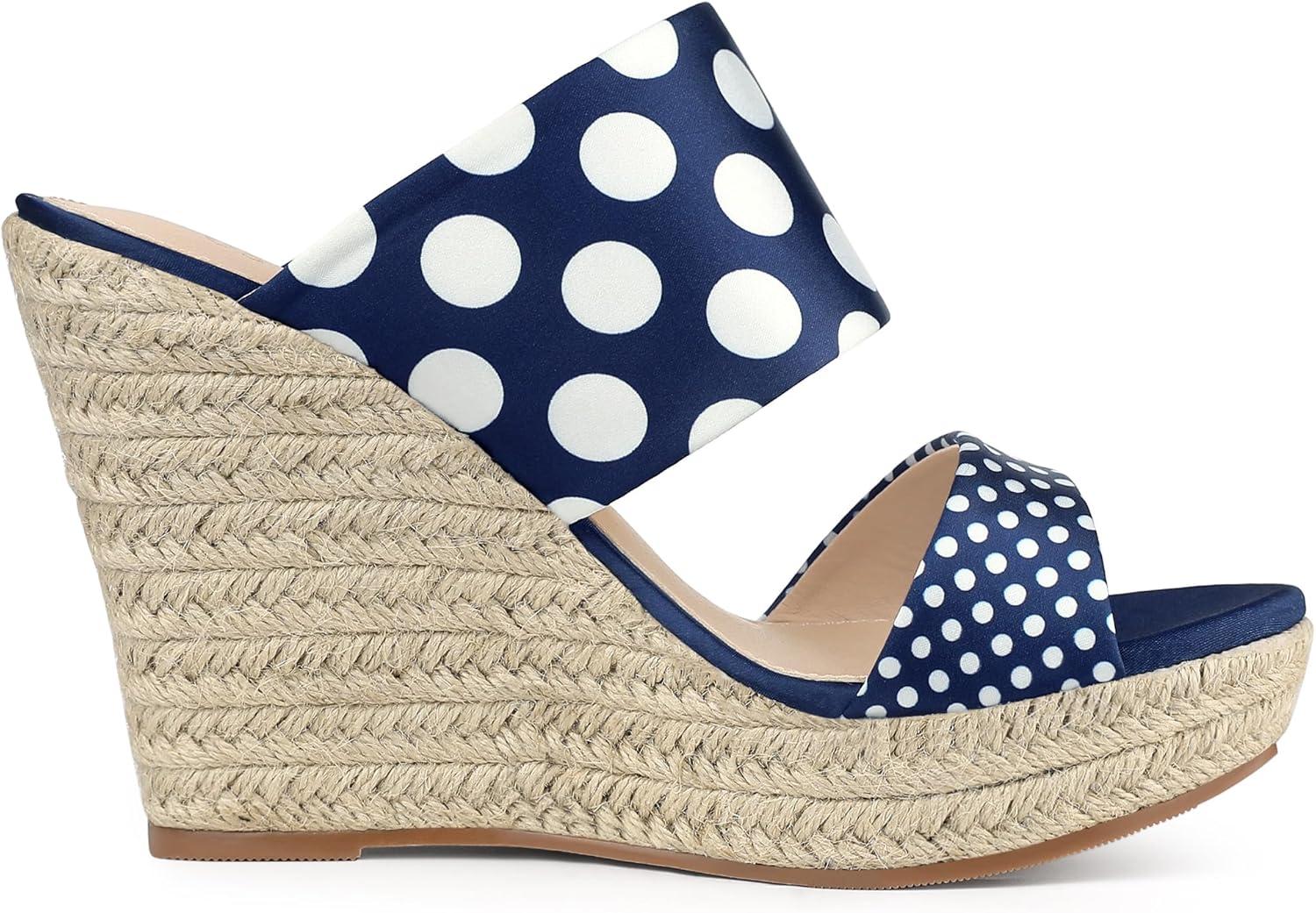 imageAllegra K Womens Platform Polka Dots Heel Espadrille Wedge SandalsRoyal Blue