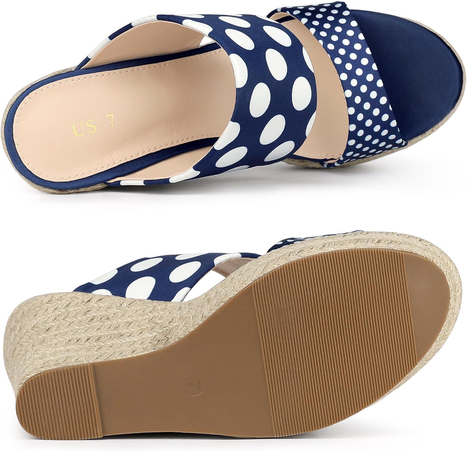 imageAllegra K Womens Platform Polka Dots Heel Espadrille Wedge SandalsRoyal Blue