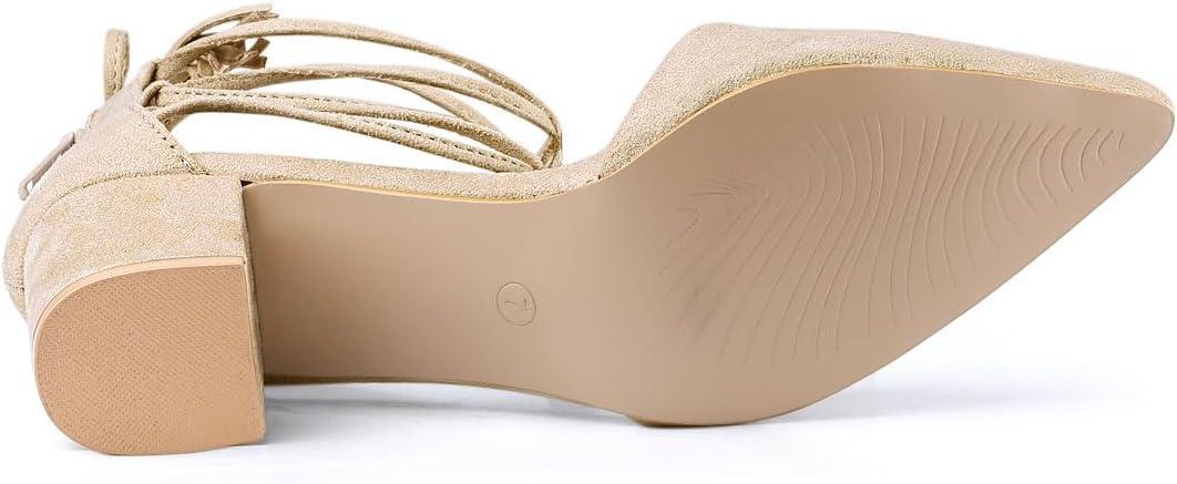 imageAllegra K Womens Pointed Toe Block Heels Lace Up PumpsBeige
