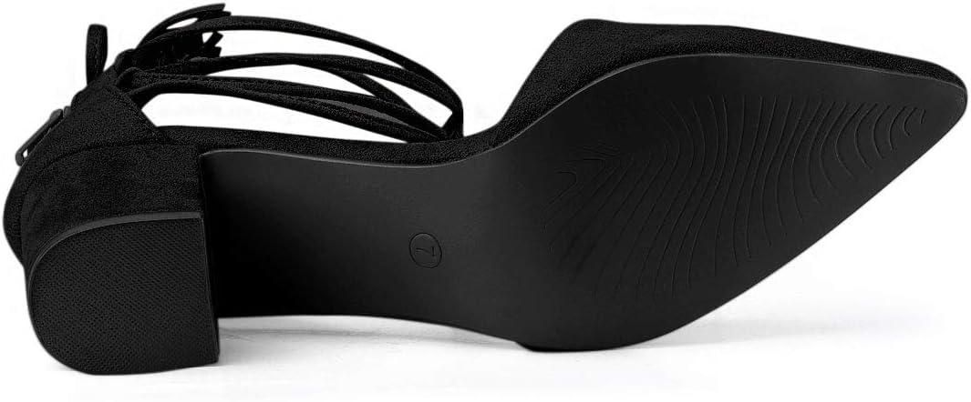 imageAllegra K Womens Pointed Toe Block Heels Lace Up PumpsBlack