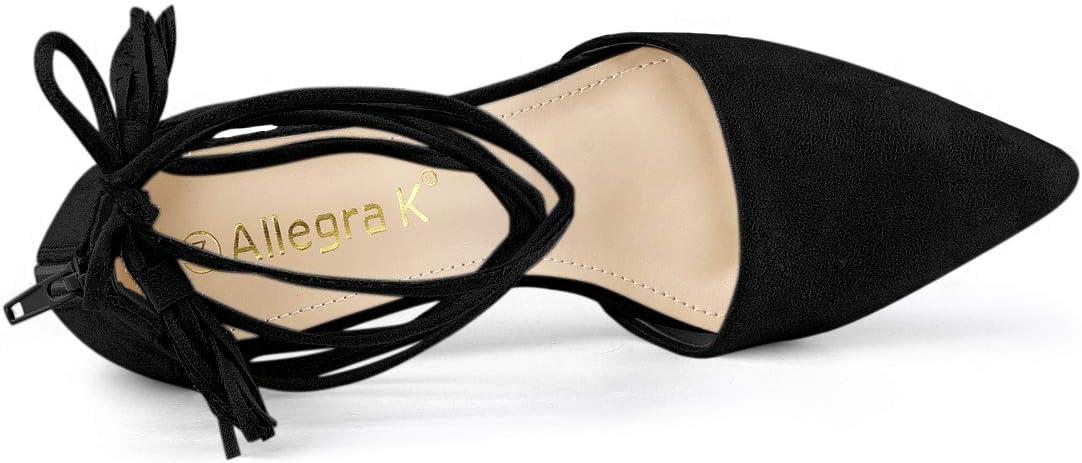 imageAllegra K Womens Pointed Toe Block Heels Lace Up PumpsBlack