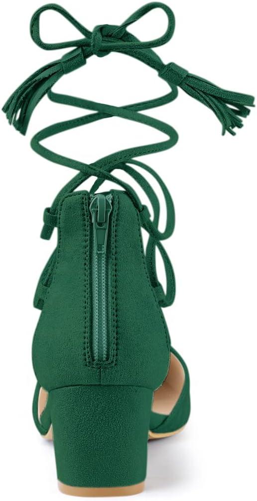 imageAllegra K Womens Pointed Toe Block Heels Lace Up PumpsEmerald Green