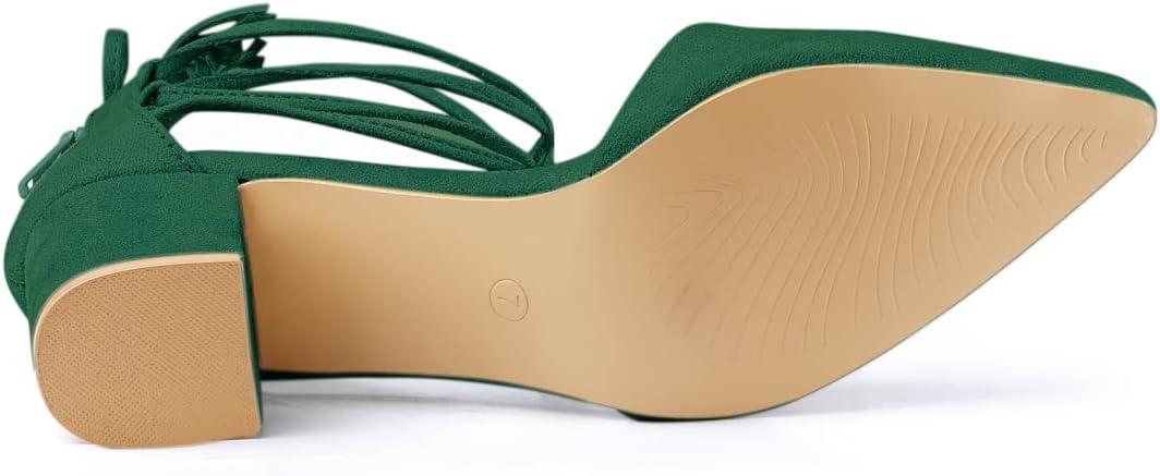 imageAllegra K Womens Pointed Toe Block Heels Lace Up PumpsEmerald Green