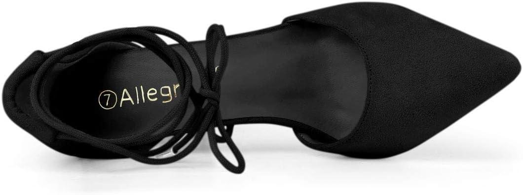 imageAllegra K Womens Pointed Toe Chunky Heels Lace Up Sandals PumpsBlack