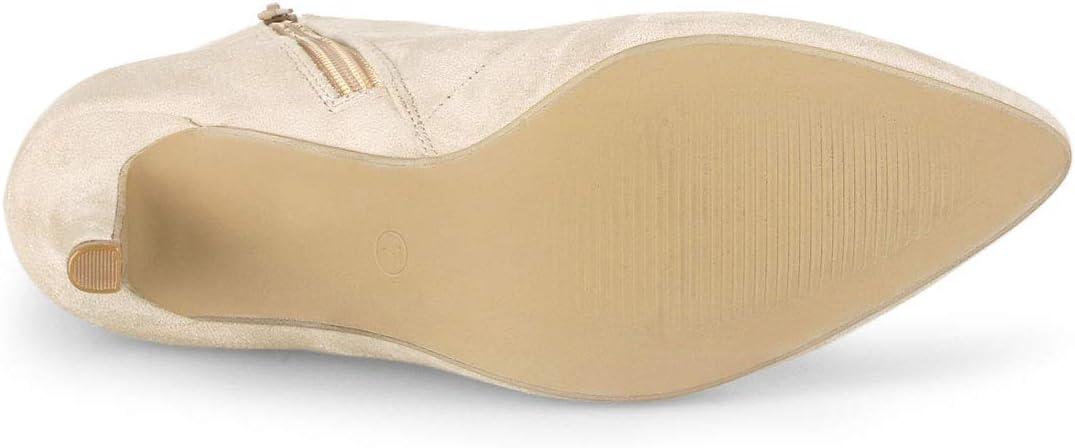 imageAllegra K Womens Pointy Toe Zip Lace Up Stiletto Heel Ankle BootsBeige