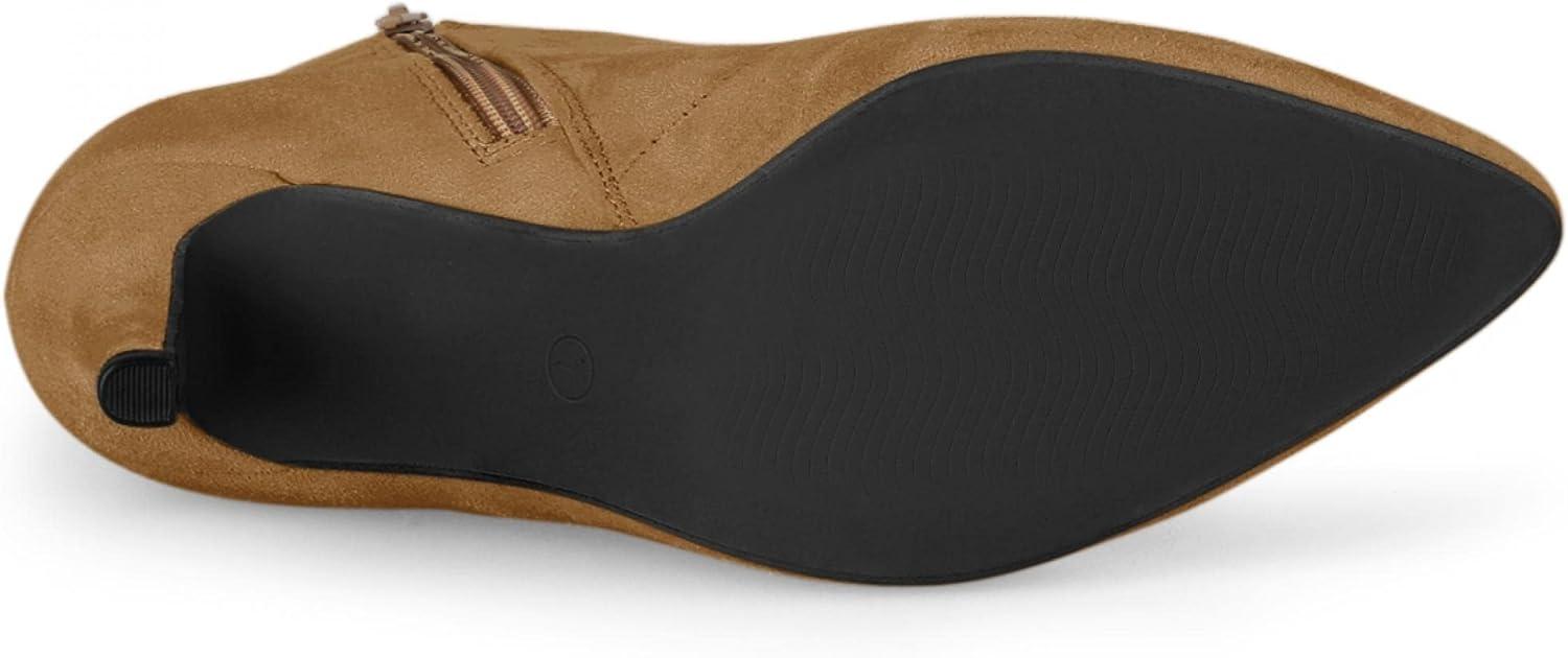 imageAllegra K Womens Pointy Toe Zip Lace Up Stiletto Heel Ankle BootsBrown