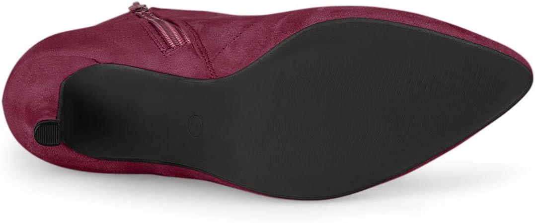 imageAllegra K Womens Pointy Toe Zip Lace Up Stiletto Heel Ankle BootsBurgundy