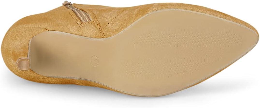 imageAllegra K Womens Pointy Toe Zip Lace Up Stiletto Heel Ankle BootsCamel