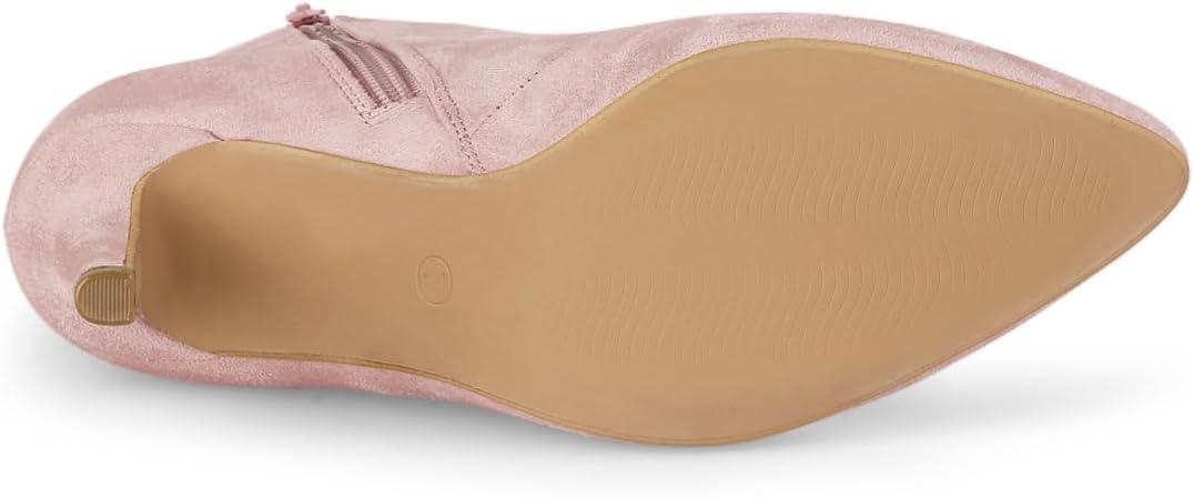 imageAllegra K Womens Pointy Toe Zip Lace Up Stiletto Heel Ankle BootsDust Pink