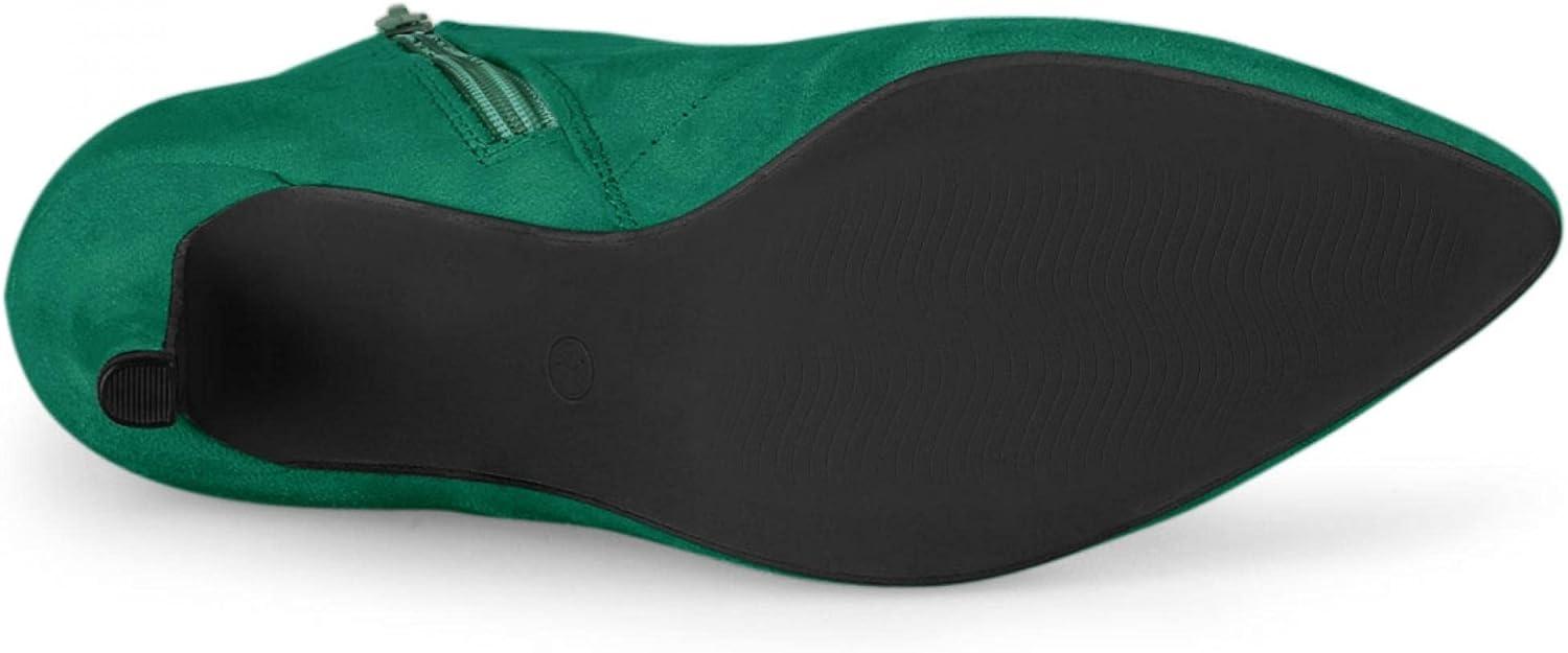 imageAllegra K Womens Pointy Toe Zip Lace Up Stiletto Heel Ankle BootsEmerald Green