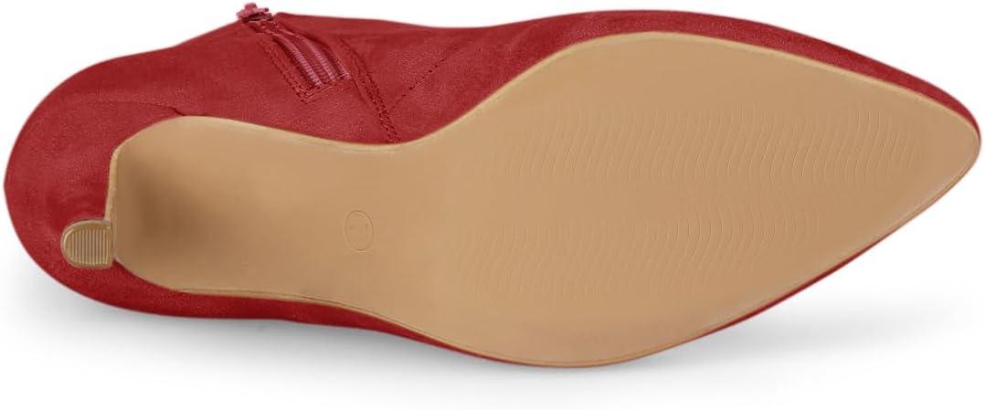 imageAllegra K Womens Pointy Toe Zip Lace Up Stiletto Heel Ankle BootsRed