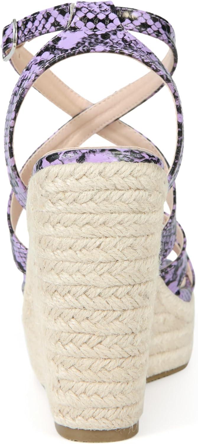imageAllegra K Womens Snake Print Wedges Strappy Platform Wedge Heel SandalsPurple