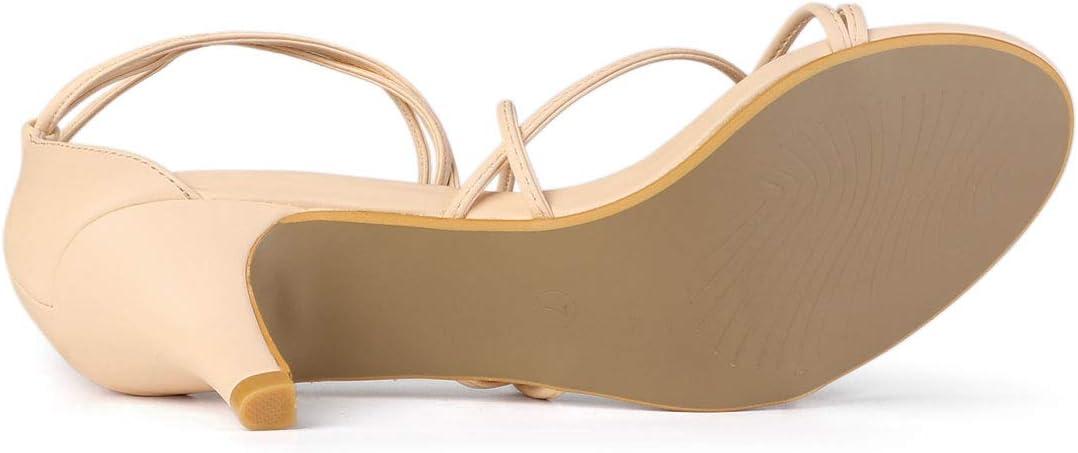 imageAllegra K Womens Strappy Kitten Heel Lace Up SandalsBeige