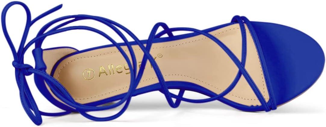 imageAllegra K Womens Strappy Kitten Heel Lace Up SandalsDark Blue
