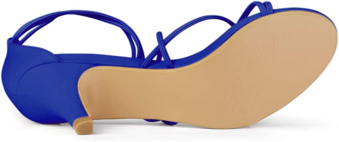 imageAllegra K Womens Strappy Kitten Heel Lace Up SandalsDark Blue