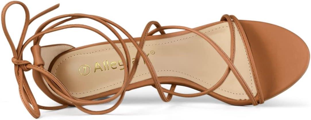 imageAllegra K Womens Strappy Kitten Heel Lace Up SandalsDark Brown