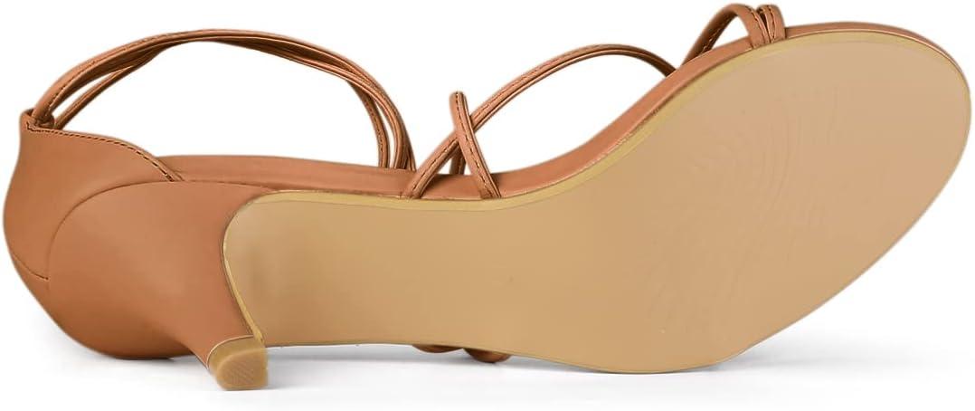 imageAllegra K Womens Strappy Kitten Heel Lace Up SandalsDark Brown