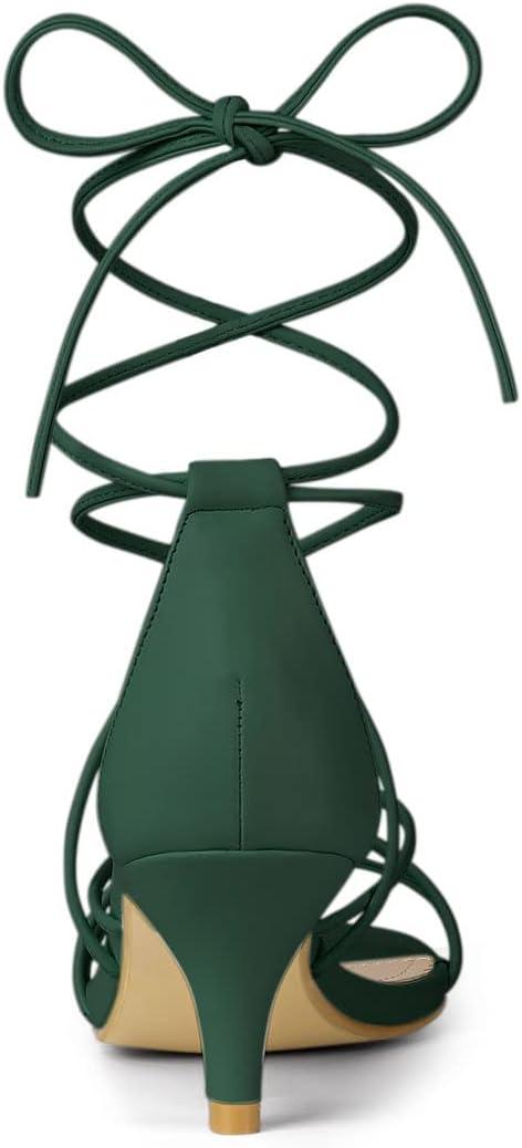 imageAllegra K Womens Strappy Kitten Heel Lace Up SandalsGreen