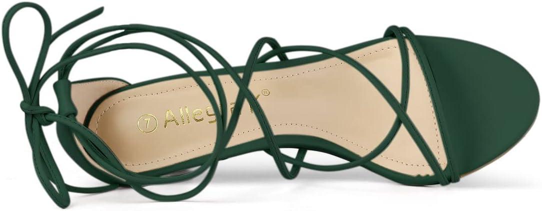 imageAllegra K Womens Strappy Kitten Heel Lace Up SandalsGreen