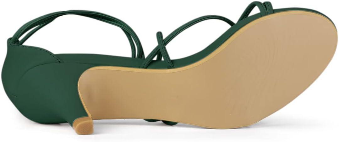 imageAllegra K Womens Strappy Kitten Heel Lace Up SandalsGreen
