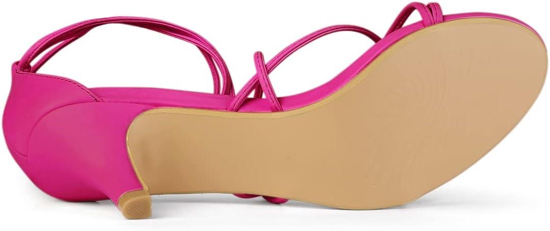 imageAllegra K Womens Strappy Kitten Heel Lace Up SandalsHot Pink