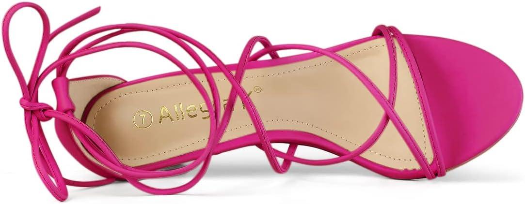 imageAllegra K Womens Strappy Kitten Heel Lace Up SandalsHot Pink