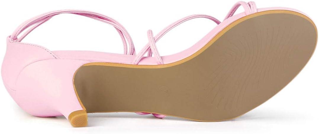 imageAllegra K Womens Strappy Kitten Heel Lace Up SandalsLight Pink