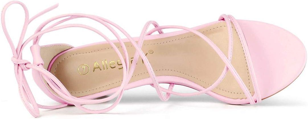 imageAllegra K Womens Strappy Kitten Heel Lace Up SandalsLight Pink