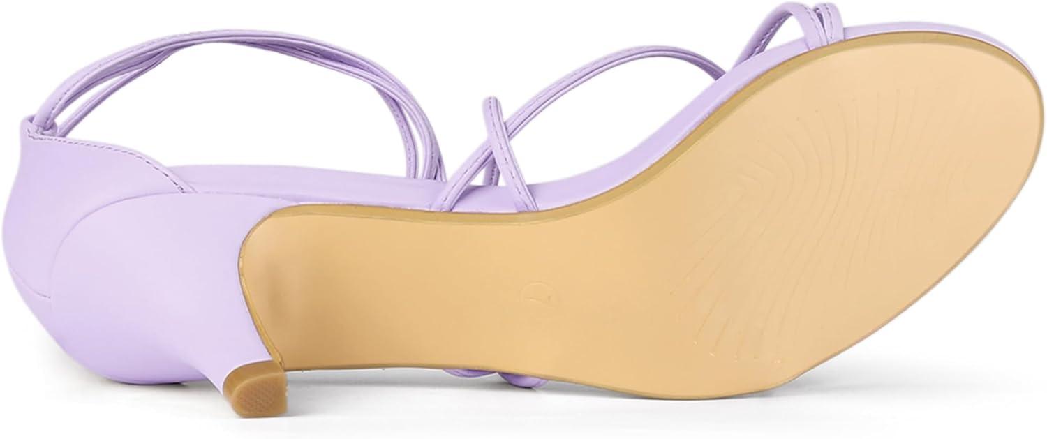imageAllegra K Womens Strappy Kitten Heel Lace Up SandalsLight Purple