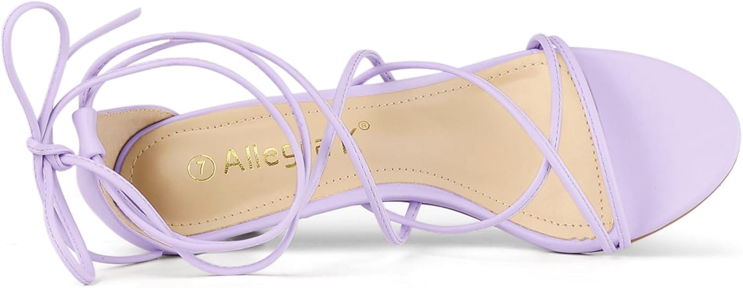 imageAllegra K Womens Strappy Kitten Heel Lace Up SandalsLight Purple