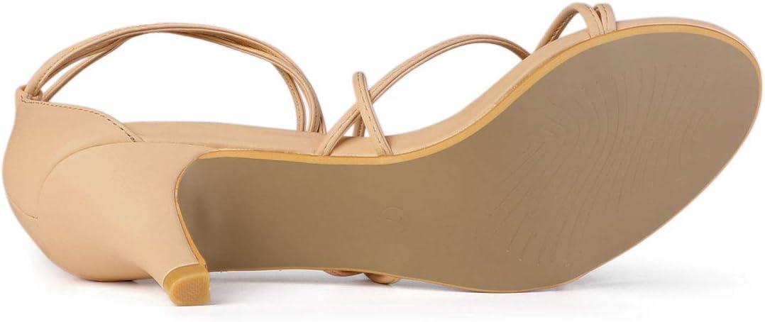 imageAllegra K Womens Strappy Kitten Heel Lace Up SandalsNude