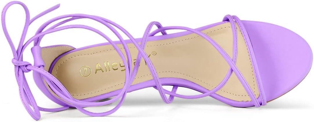 imageAllegra K Womens Strappy Kitten Heel Lace Up SandalsPurple
