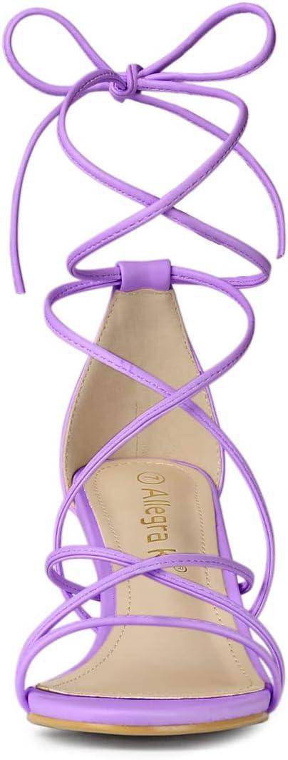 imageAllegra K Womens Strappy Kitten Heel Lace Up SandalsPurple