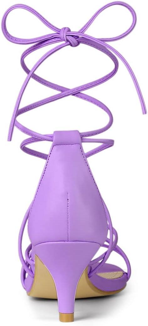 imageAllegra K Womens Strappy Kitten Heel Lace Up SandalsPurple