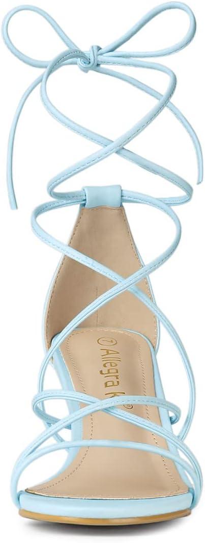 imageAllegra K Womens Strappy Kitten Heel Lace Up SandalsSky Blue