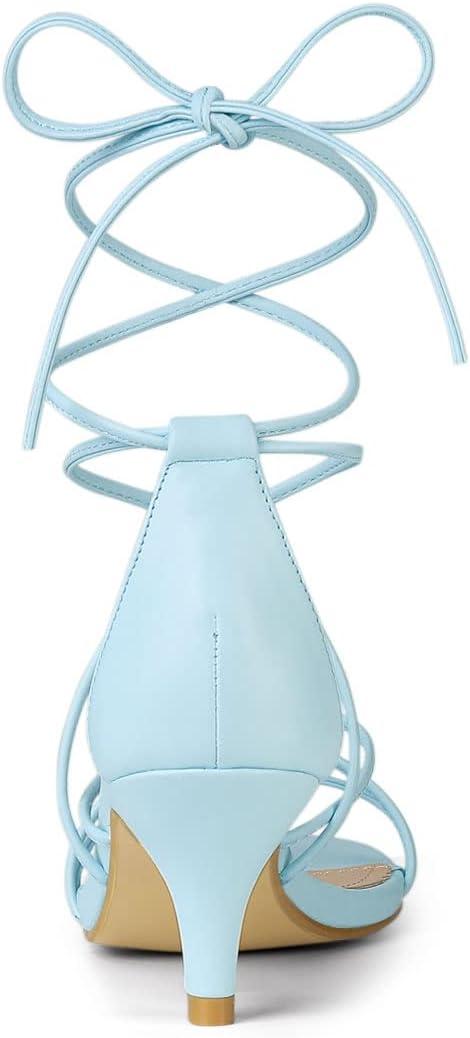imageAllegra K Womens Strappy Kitten Heel Lace Up SandalsSky Blue