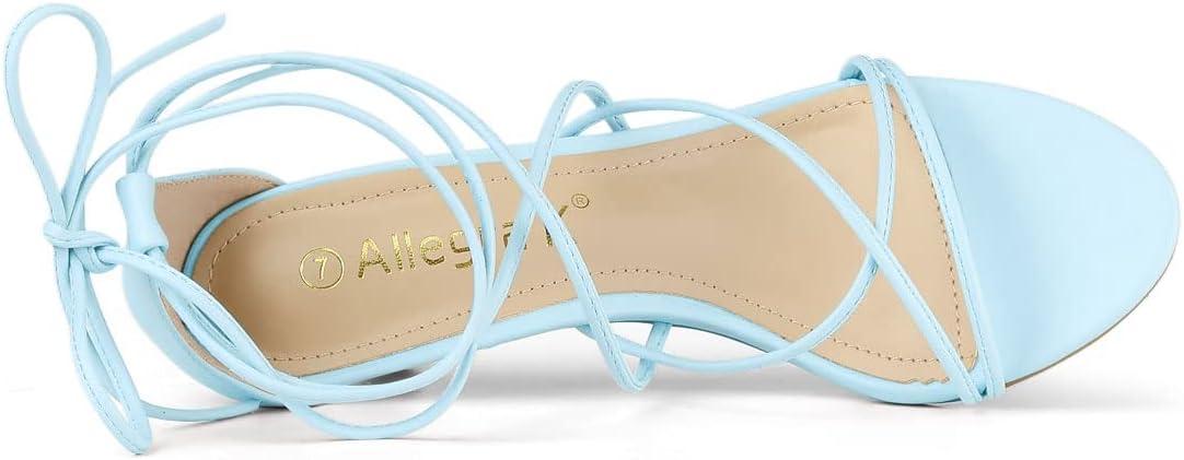 imageAllegra K Womens Strappy Kitten Heel Lace Up SandalsSky Blue