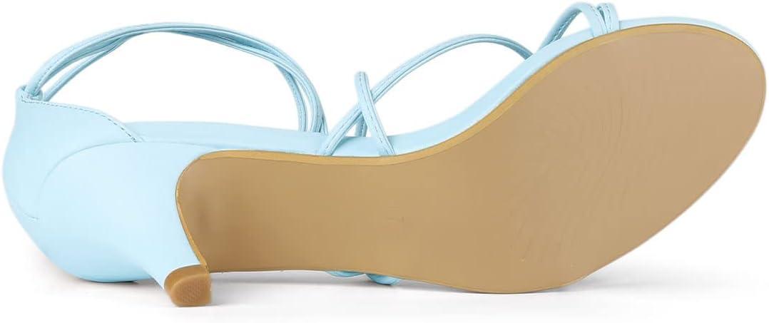 imageAllegra K Womens Strappy Kitten Heel Lace Up SandalsSky Blue