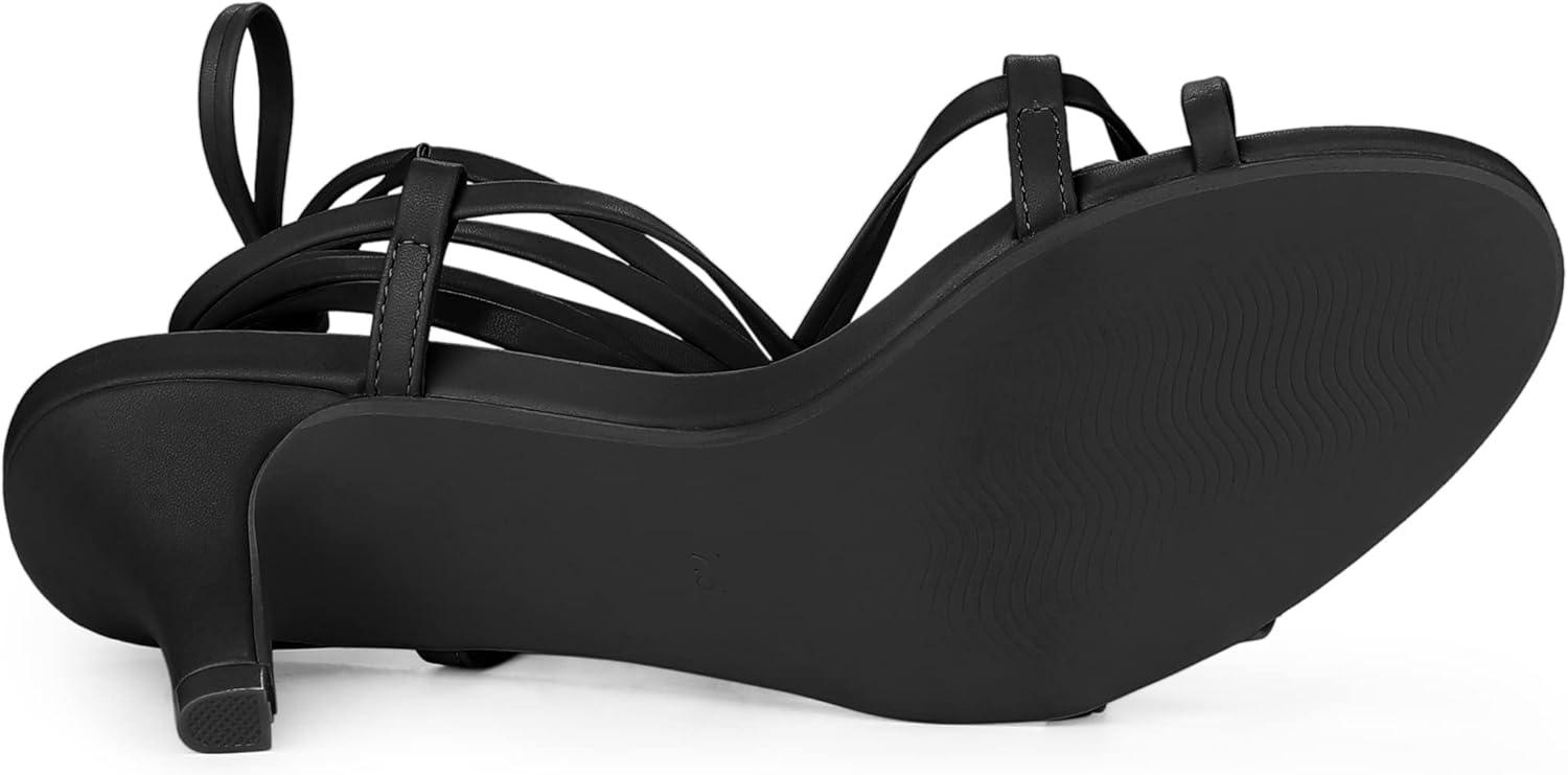 imageAllegra K Womens Strappy Lace Up Kitten Heels SandalsBlack