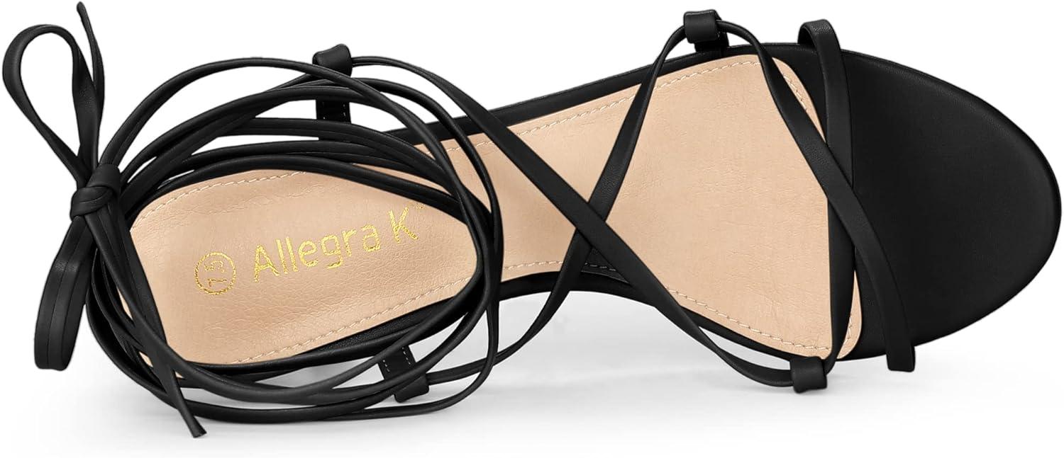 imageAllegra K Womens Strappy Lace Up Kitten Heels SandalsBlack