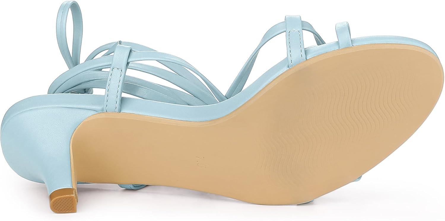 imageAllegra K Womens Strappy Lace Up Kitten Heels SandalsLight Blue