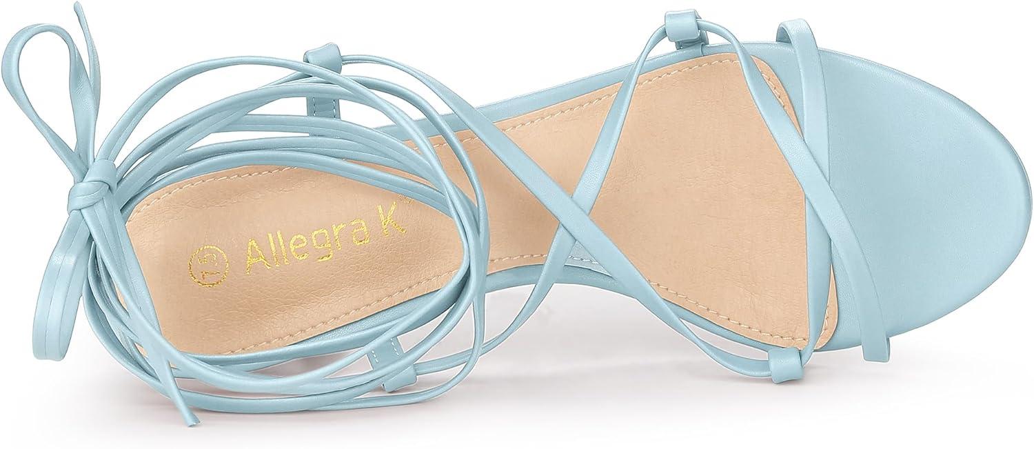 imageAllegra K Womens Strappy Lace Up Kitten Heels SandalsLight Blue